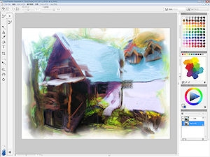 Corel Painter Essentials 4。紙やキャンバスにさまざまなブラシを使って絵