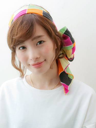 ショートヘア・簡単ボブスカーフヘアアレンジ
